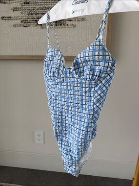 Tory Burch Blue and White Plaid Women’s One-Piece Swimsuit